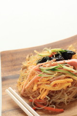 asian cuisine, glass noodle salad and tea