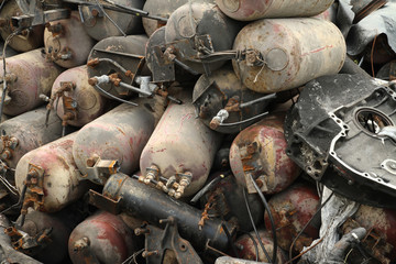 Pile of air tank wait for recycle
