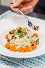 risotto with pumpkin and chanterelles