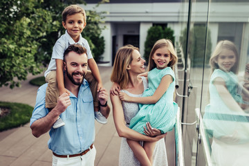 Family on terrace