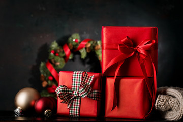 Wrapped gifts in composition