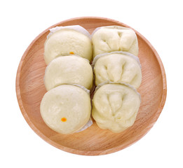Steamed stuffed buns on white background