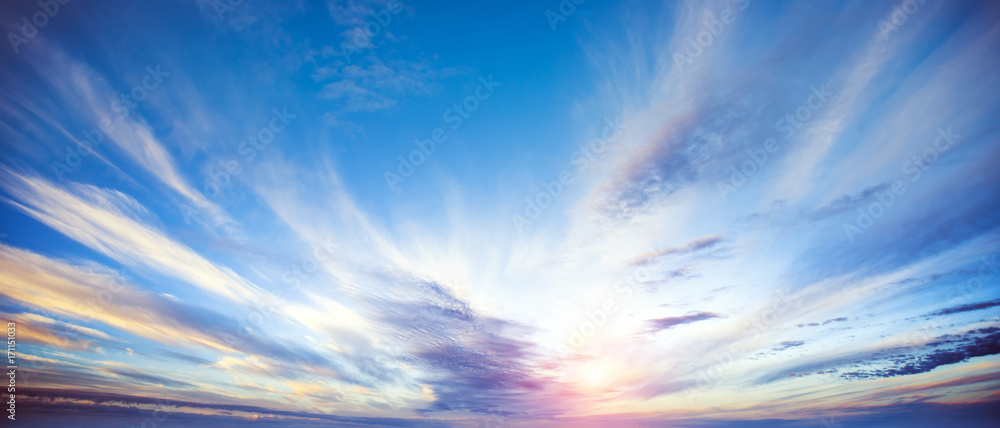 Wall mural sunrise summer sky panorama