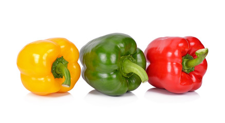 three bell peppers isolated on white background