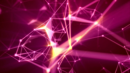 Naklejka na ściany i meble Flight through the Abstract purple cyber space