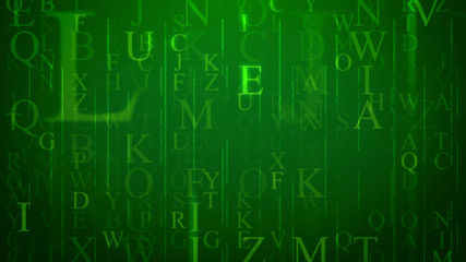 Volumetric e-letter with lines and English letters