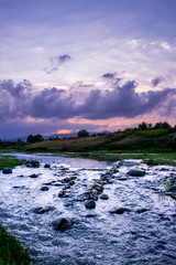 Beautiful view of a mountain river at sunset
