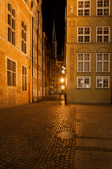 Fototapeta na wymiar Old Town of Gdansk at Night in Poland