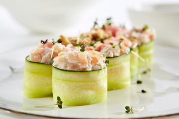 Exquisite Asian menu in the restaurant