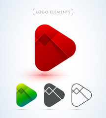 Play button icons. Logo collection for music and video player. Material design