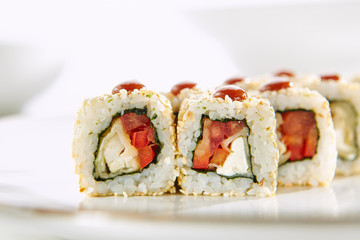 Exquisite Asian menu in the restaurant