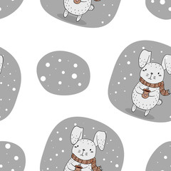 Naklejka premium Vector pattern with rabbit and cup Printable templates
