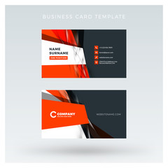 Creative and clean double-sided business card vector template with abstract background. Red and black color theme. Flat design vector mockup. Stationery design
