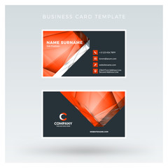 Creative and clean double-sided business card vector template with abstract background. Red and black color theme. Flat design vector mockup. Stationery design
