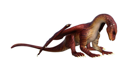 3D Rendering Fantasy Dragon on White