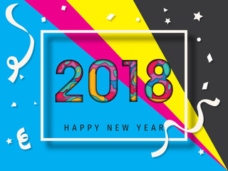 Happy New Year 2018 paper cut  Background, Carte de voeux - New year greeting card, New year background. 2018 Happy New Year Background for your Seasonal Flyers, brochure, and Greetings Card.