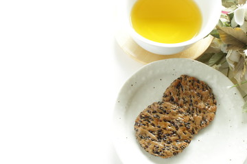 Japanese food, sesame seed rice cracker