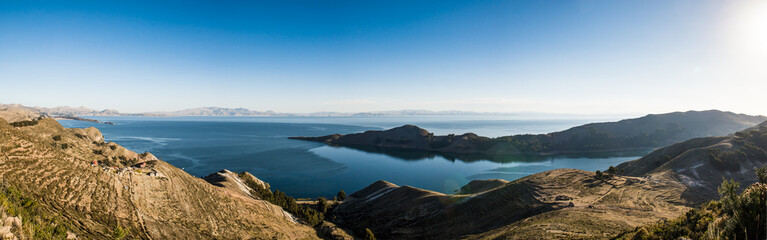 Fototapeta na wymiar Isle de Sol on Lake Titicaca in Bolivia