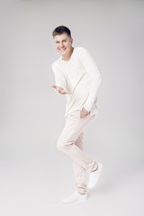 handsome young man on a white background