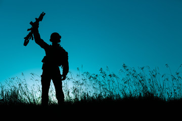 military soldier with weapons