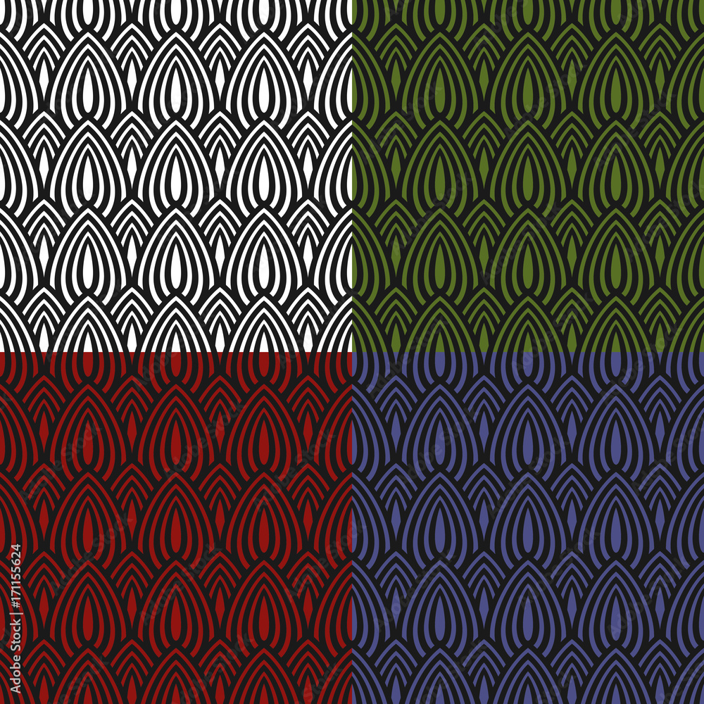Poster set of abstract colored seamless patterns. vector illustration.