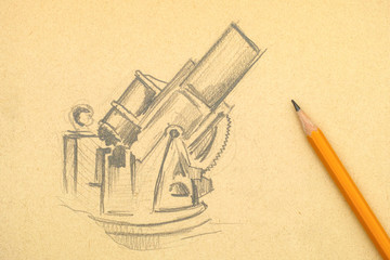 Mortar. Cannon. Pencil drawing with pencil.