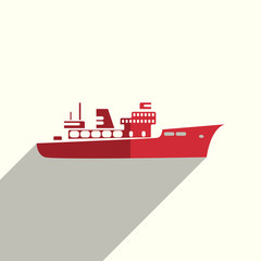 Sea transport flat icons with of shadow. Vector illustration