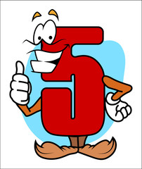 Happy Cartoon Number Five Vector