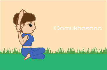 Yoga Cartoon Vector Pose - Gomukhasana