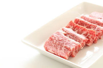 thick cut of marble beef for Korean barbecue cooking image
