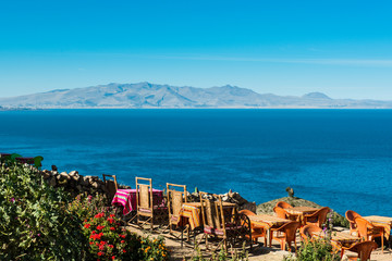 Naklejka premium Lake Titicaca see from Isle de Sol, Bolivia 