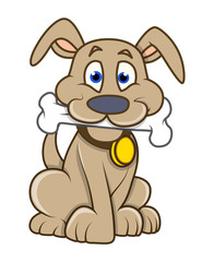 Labrador Puppy Holding Bone Vector