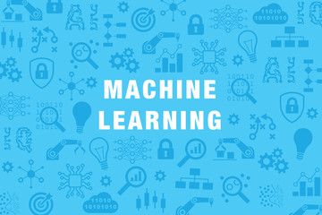 Machine learning AI technology vector website banner, background icons