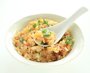 Chinese fried rice with spring onion on top