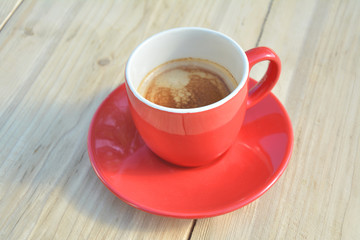 Black coffee in red coffee cup