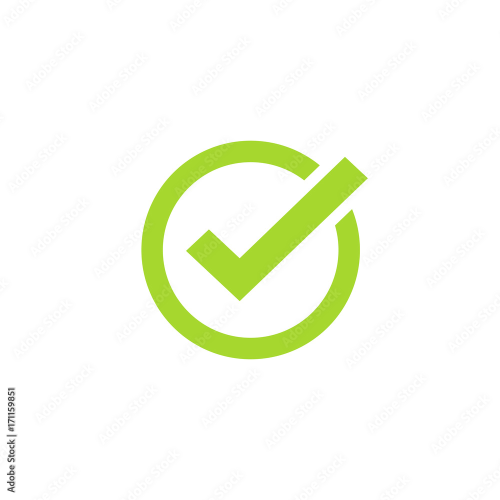 Poster checkmark checkbox check mark icon vector symbol, confirm tick box green isolated on white backgroun