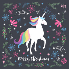 Christmas card with Unicorn