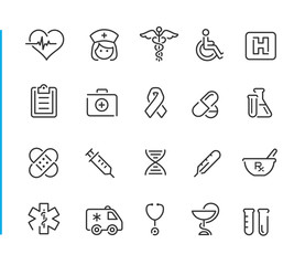 Medical Icon Set // Blue Line Series