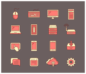 Universal computer icon set. Smartphones, computers, laptops