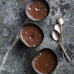 close up of fresh chocolate mousse