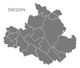 Obraz premium Dresden city map with boroughs grey illustration silhouette shape