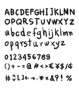 Alphabet font hand drawn vector art illustration