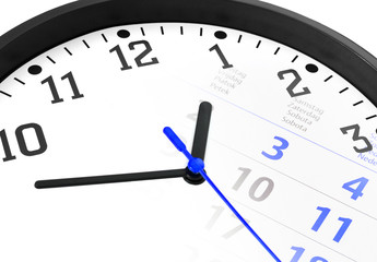 Uhr mit überblendetem Kalender zur individuellen Verwendung