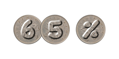 Obraz premium 65 % – Coins on white background