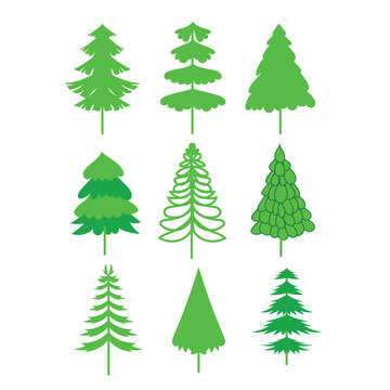 Christmas Tree icon collection. Vector Illustration