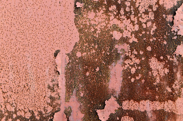 Pink background and rust.