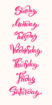 Hand lettering Days of Week. Modern calligraphy.