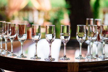 Cocktail glasses on the table.