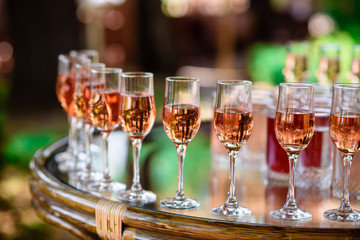 Cocktail glasses on the table.