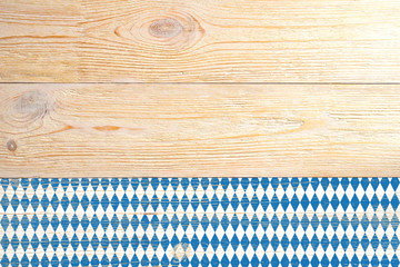 wooden planks painted blue and white rhombs, bavarian october beer fest background